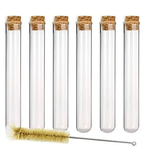 20-Pack Glass Test Tubes (20×150Mm, 35Ml) With Cork Stoppers And Cleaning Brush 1