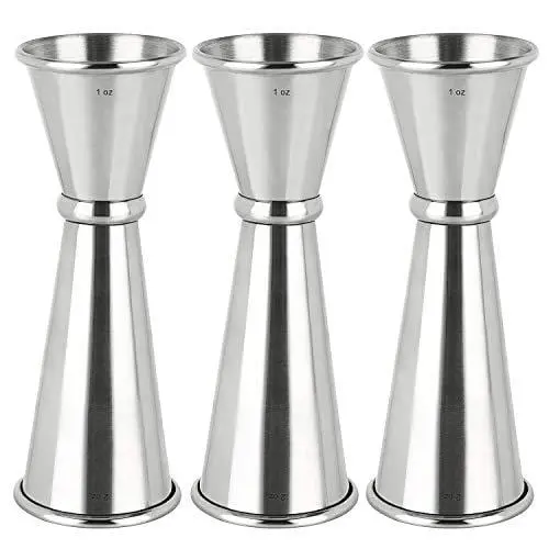 3-Piece Stainless Steel Double-Scale Cocktail Jigger Set – 1 Oz / 2 Oz Measures 1