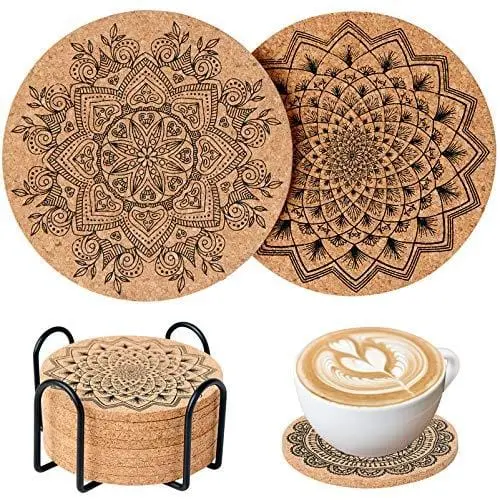 8-Piece Natural Cork Drink Coasters — Absorbent, Non-Slip & Heat-Resistant For Glassware & Mugs 1