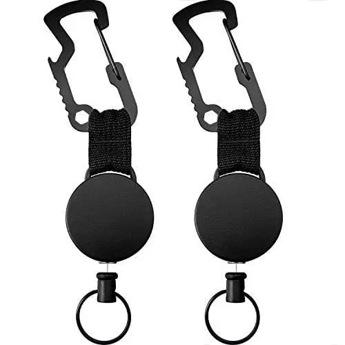 Advanced Mixology Retractable Badge Reel Keychain – Multifunctional Tool With Bottle Opener, Steel Cable & Dual-Piece Set (Black) 1