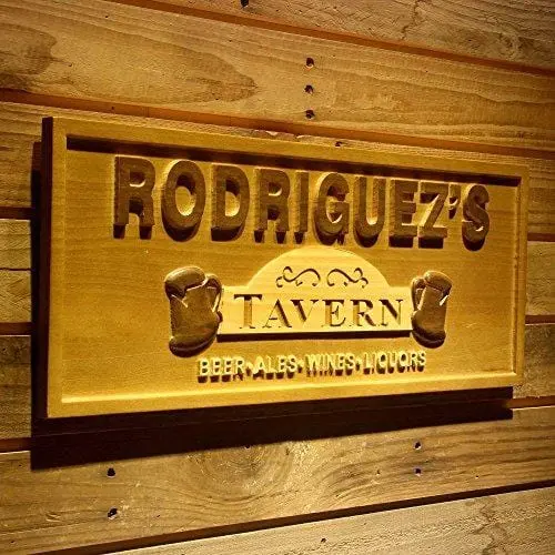 Advpro Engraved Wooden Tavern Sign – Custom Name Personalized Beer & Wine Bar Decor (23" X 9.25") 1