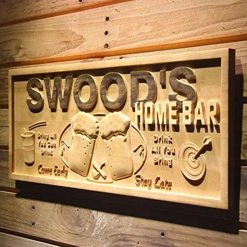 Advpro Personalized 3D Engraved Bar Sign – Custom Name Home Bar Plaque, 23" X 9.25", Lake House Or Game Room Ready 1
