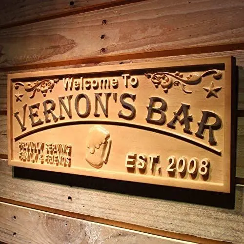 Advpro Personalized Home Bar Sign – Engraved Wooden Name Plaque (23" X 9.25") 1
