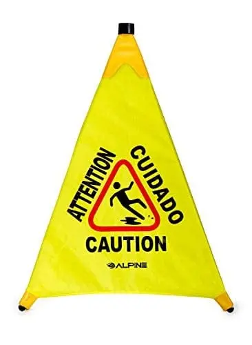Alpine Industries Pop-Up Wet Floor Sign – Portable 3-Sided Safety Cone For Slip Hazard Warnings 1