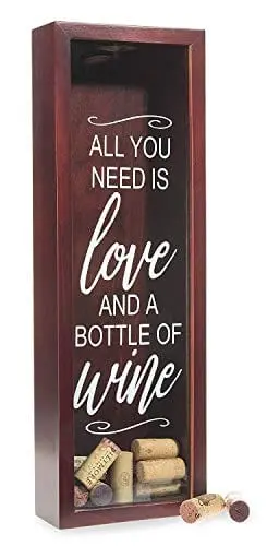 Cherry Red Cork Shadow Box – Holds 60+ Corks, 16" X 6", Includes Hanging Hardware 1