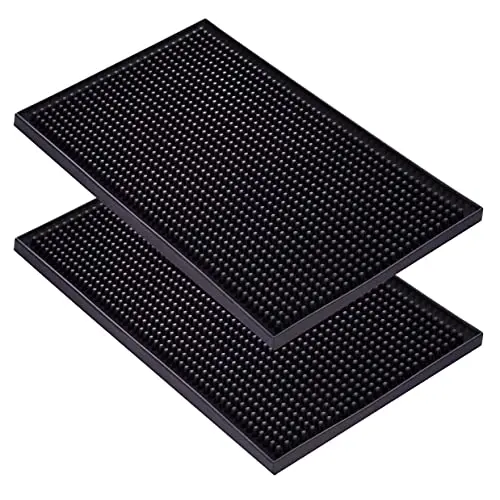 Cocktail & Coffee Bar Mat (2-Pack) – 12" X 18" Heavy-Duty Rubber Spill Mat With Drainage Surface 1