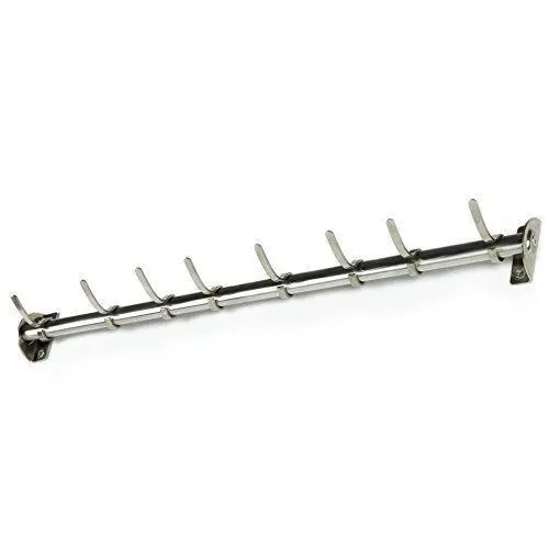 De 17.5-Inch Premium Stainless Steel Kitchen Rail – 8 Deep-Profile Hooks For Utensils, Pans, Tools & More 1