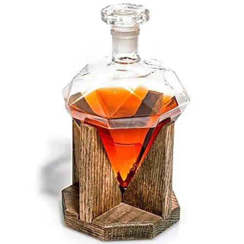 Diamond-Accented Prestige Whiskey Decanter – 1000Ml Anniversary Or Groomsmen Gift For Bourbon, Scotch & Rum 1