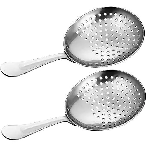 Dual-Pack Stainless Steel Julep Strainers – Durable, Polished Bar Tools For Home Or Professional Cocktail Preparation 1