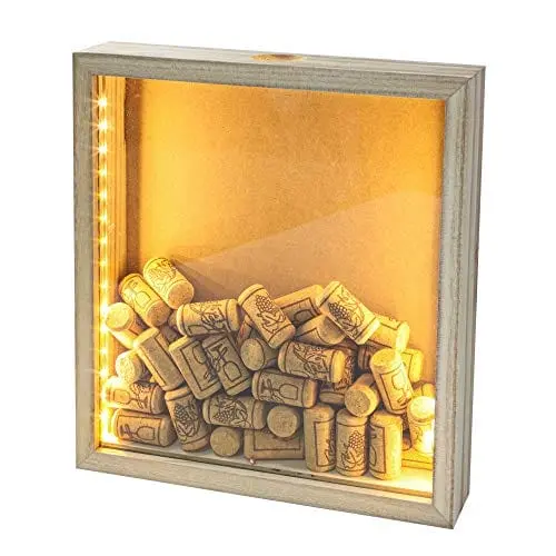 Giveu Lighted Shadow Box – Led-Accented Cork & Cap Display Case (11" X 12") 1