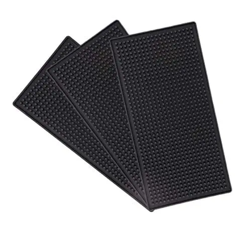 Gliard Smilesun 3-Piece Black Rubber Bar Service Mats – Compact 12X6 Inch Spill & Slip-Resistant Counter Protectors 1