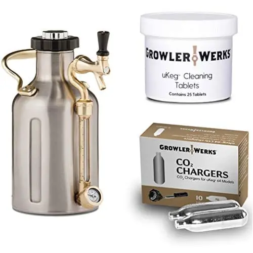 Growlerwerks Ukeg 64 Oz Stainless Steel Pressurized Growler With Co2 Cartridges & Cleaning Tablets 1