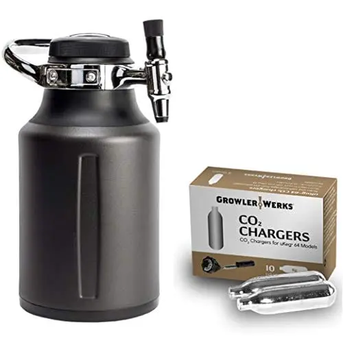 Growlerwerks Ukeg Go Carbonated Growler – 64Oz, Tungsten Finish, Includes 10 Co₂ Chargers 1