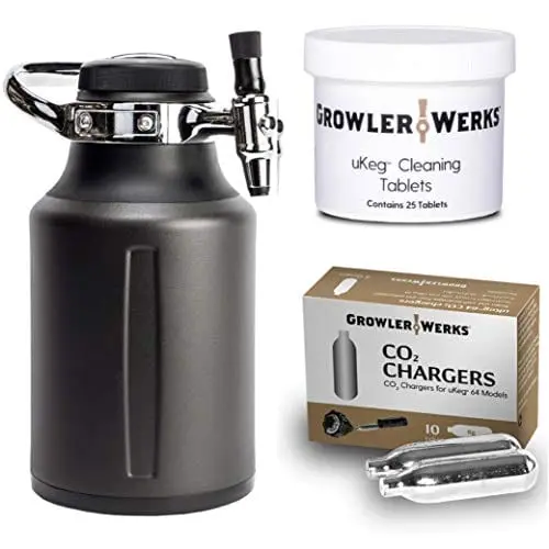 Growlerwerks Ukeg Go Tungsten – 64Oz Carbonation System With 10 Co₂ Chargers & 25 Cleaning Tablets 1