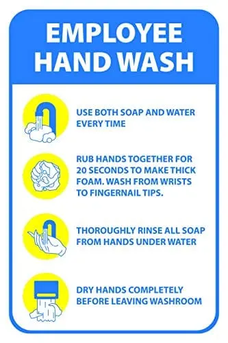 Hand Wash Reminder Sticker – Adhesive Workplace Safety Decal For Restrooms, Hospitals & Restaurants (6-Pack) 1
