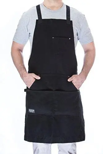 Hudson Durable Goods Professional Black Cotton Chef Apron – Heavy-Duty, Full-Coverage Culinary Workwear 1
