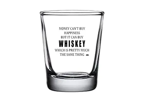 Humorous 'Money = Happiness' Shot Glass – Whiskey-Themed Gag Gift For Adults 1