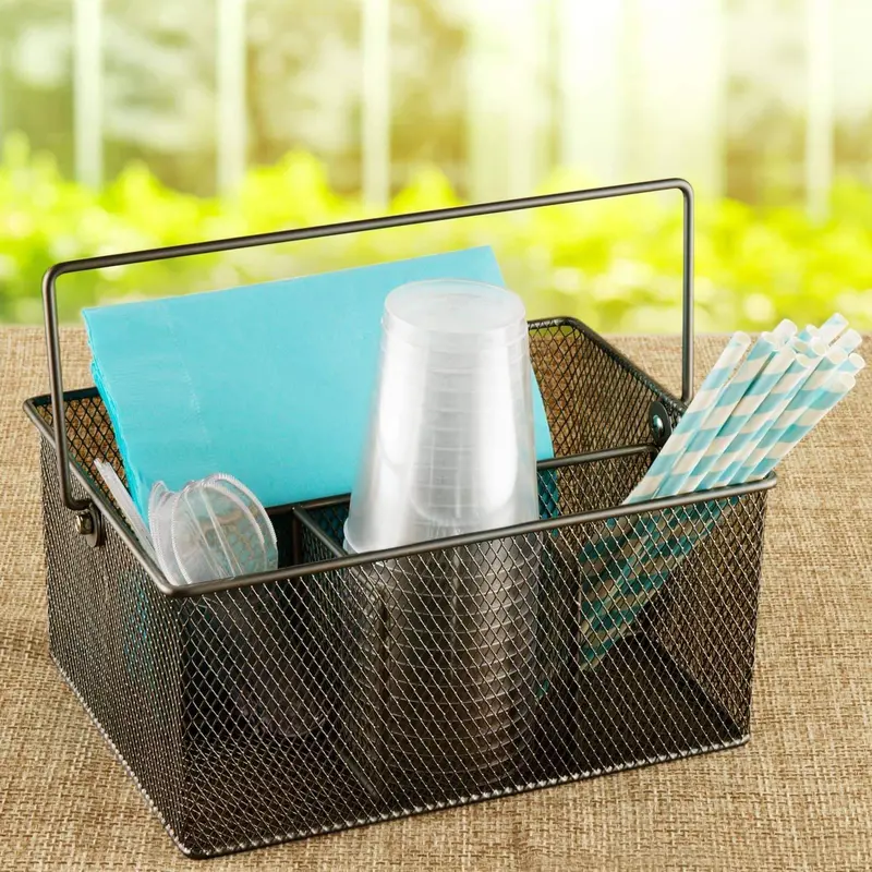 Ideal Traditions Multi-Use Silverware & Condiment Caddy – Portable Flatware Holder For Picnics, Counters, Or Dining Tables 1