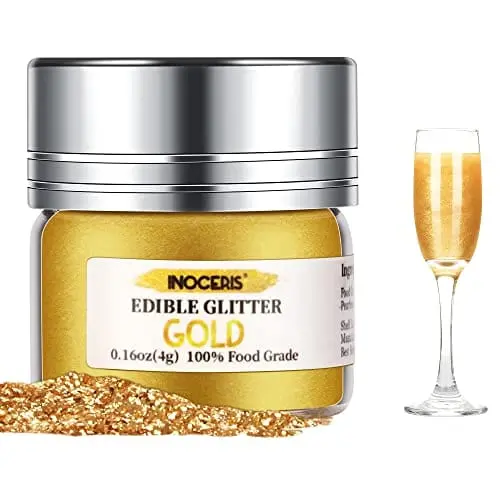 Inoceris Vegan Edible Gold Glitter – Food-Safe Shimmer Dust For Champagne, Cocktails, And Gourmet Presentation 1
