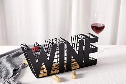 Jhy Design Metal Wine Cork Rack – 13.5" Linear Storage With Industrial Elegance 1
