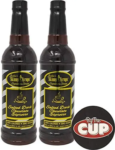 Jordan'S Sugar-Free Salted Dark Chocolate Espresso Syrup – 750 Ml ×2 Bundle With By The Cup Coaster 1