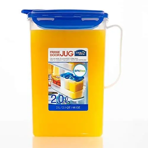 Lock&Lock 2L Bpa-Free Aqua Blue Water Pitcher With Flip-Top Lid And Handle For Iced Tea, Juice, And Cold Beverages 1