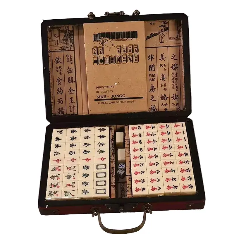 Mahjong Set – 144-Piece Standard Tile Collection With White Engraved Design 1