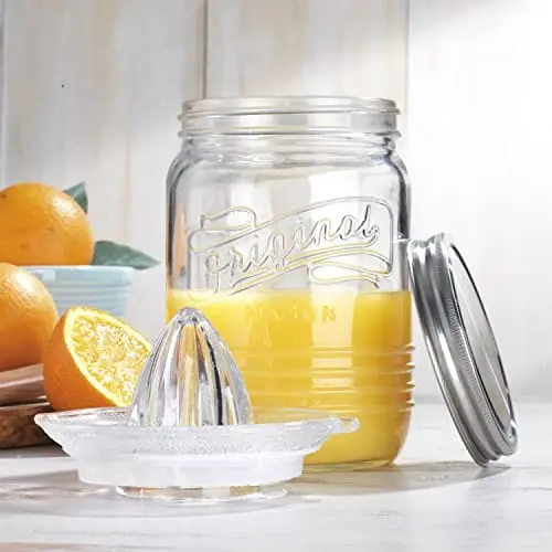 Mason Jar Citrus Juicer Set – 33.8 Oz Glass Jar With Stainless Steel Lid And Reamer 1