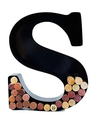 Metal Monogrammed Wine Cork Holder – Elegant Personalized Display Stand With Initial 'S' 1