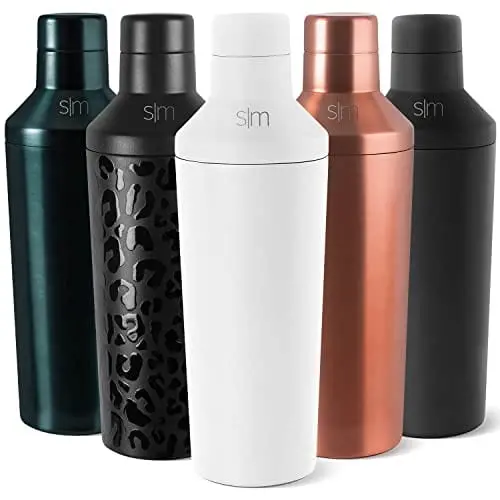 Modern Insulated Boston Cocktail Shaker Gift Set – Includes Jigger Lid, Winter White Finish 1