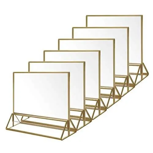 Niubee Gold-Edged Double-Sided Acrylic Sign Holders – 6-Pack 6" × 4" Horizontal Frames For Weddings & Retail 1