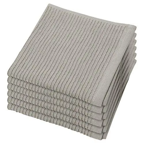 Now Designs Ripple Dishcloth Set – 6-Pack London Grey Textured Cotton Cloths For Cleaning And Drying 1
