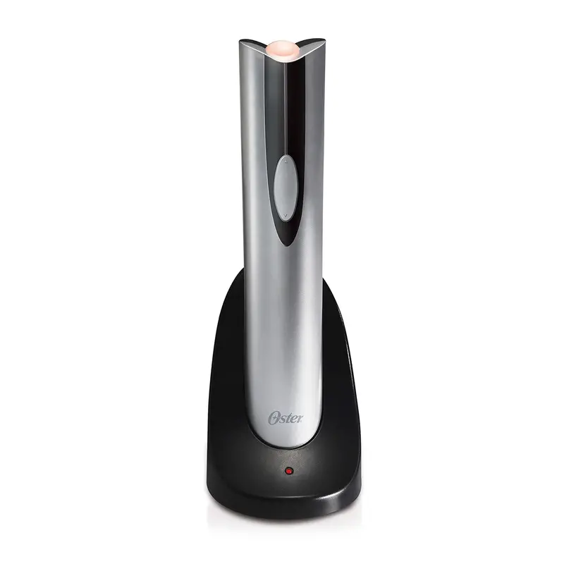 Oster Cordless Electric Wine Opener – Rechargeable Foil Cutter & Corkscrew Combo In Sleek Silver 1