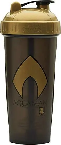 Performa Justice League Protein Shaker Bottle – 28 Oz Leak-Proof, Dishwasher-Safe Shaker With Actionrod Mixing Technology (Aquaman Design) 1