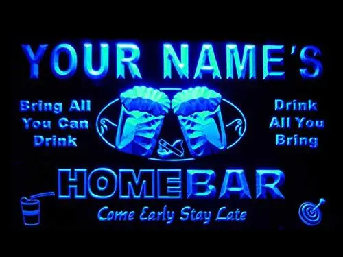 Personalized Blue Neon Bar Light Sign – Custom Name Led Illuminated Home Pub Decor 1
