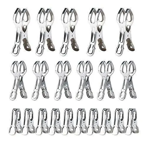 Pingovox Stainless Steel Utensil Clips – Heavy-Duty Metal Clothespins For Towels, Jeans, Photos & More 1