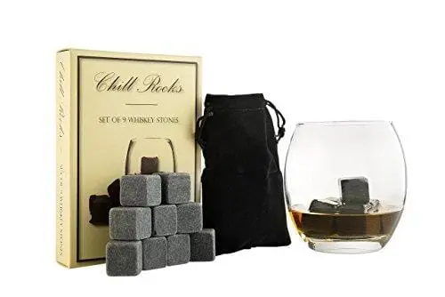 Quiseen Whiskey Chill Stones: 9-Pack Soapstone Beverage Coolers In Gift Box With Velvet Pouch 1