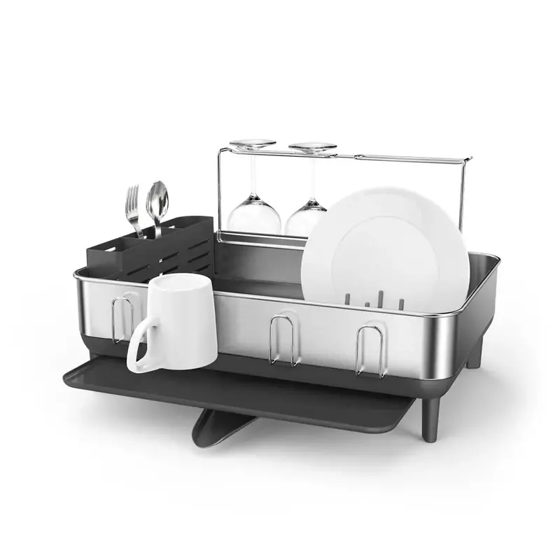 Simplehuman Steel Frame Dish Drying Rack With Utensil Organizer 1