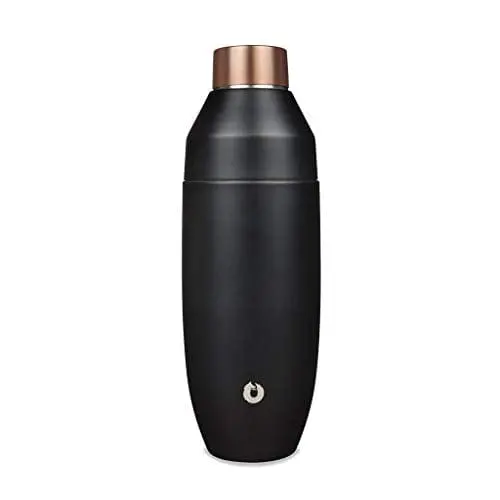 Snowfox Elegance Double-Wall Insulated Cocktail Shaker – Black & Gold Stainless Steel Design 1