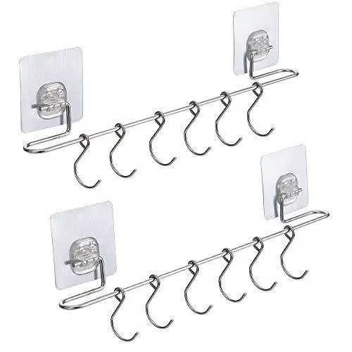 Sonorospace No-Drill Sliding Kitchen Rail – Wall-Mounted Stainless Steel Utensil Rack With Removable Hooks 1