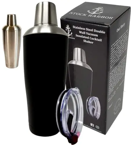 Stock Harbor 30Oz Double-Wall Vacuum-Insulated Cocktail Shaker – Matte Black Powder-Coated 1