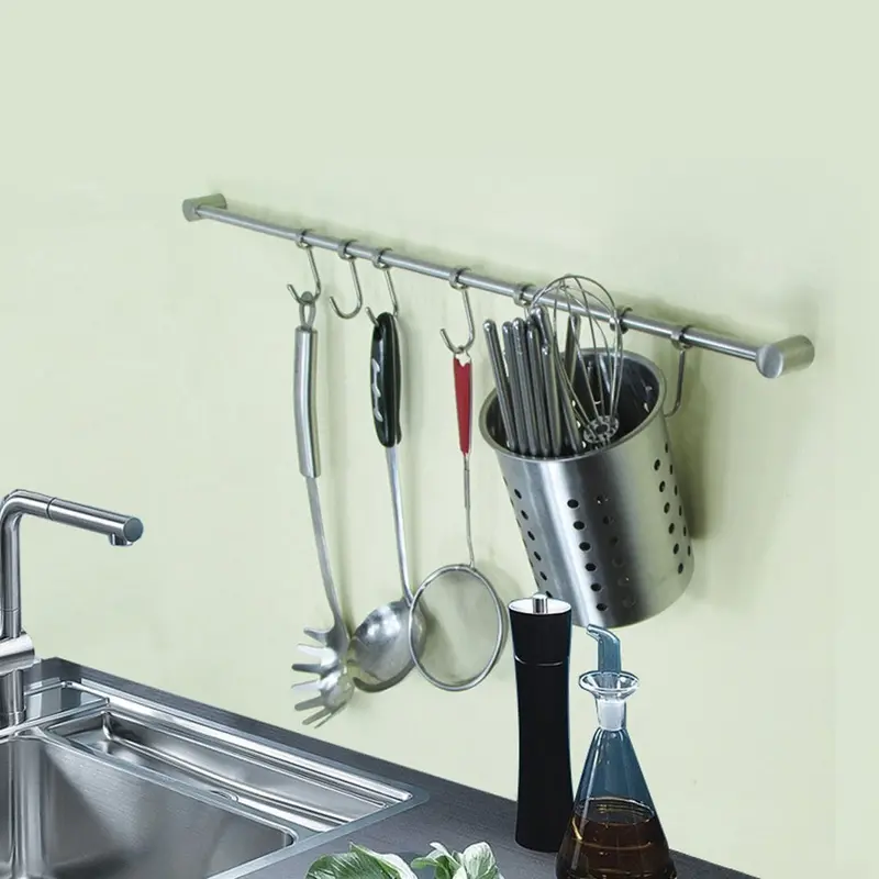 Sumnacon 15-Inch Heavy-Duty Stainless Steel Pot Rack – 7-Hook Wall-Mounted Cookware & Lid Storage System With Easy Installation 1