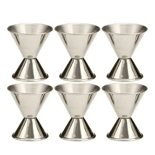 Tezzorio 6-Pack Stainless Steel Bar Jiggers – Dual-Scale 0.5 Oz / 1 Oz Pony Shot Measuring Set 1