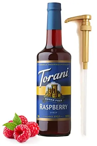Torani Sugar-Free Raspberry Syrup – 25.4 Oz Bar-Grade Coffee & Cocktail Flavoring With Pump Dispenser 1