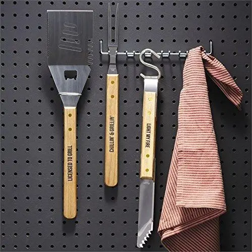 Two'S Company Bbq Banter 3-Piece Stainless Steel Grill Tool Set – Wood-Accented Outdoor Cooking Essentials 1