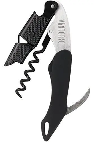 Vintorio Ergonomic Waiter’S Corkscrew – Rubber-Grip Wine Key With Bottle Opener & Foil Cutter 1
