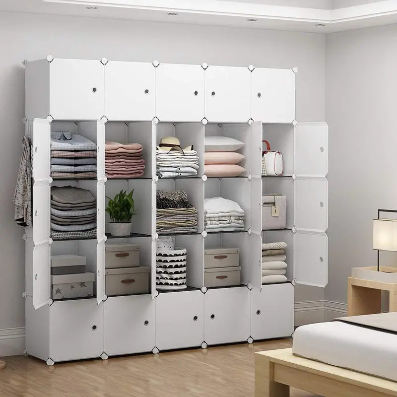 Yozo Portable Teen & Kids Wardrobe – 25-Cube Modular Resin Shelving Unit With Drawers, Toy Storage, Bookshelf, And Diy Customization Options (White) 1