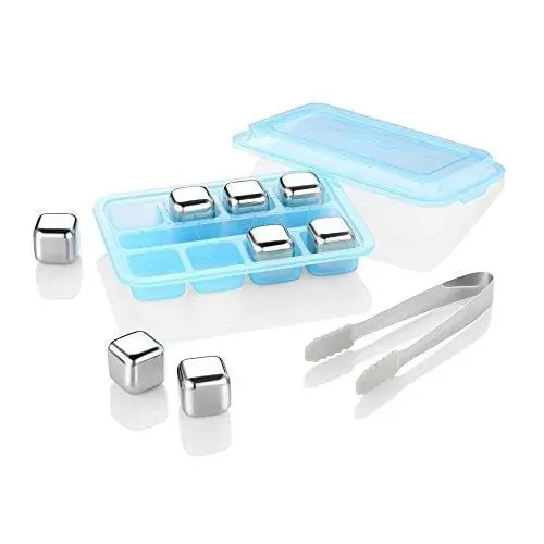 Zanmini Stainless Steel Whiskey Stones – Reusable Chilling Cubes With Tongs, Set Of 8 For Spirits & Wine 1