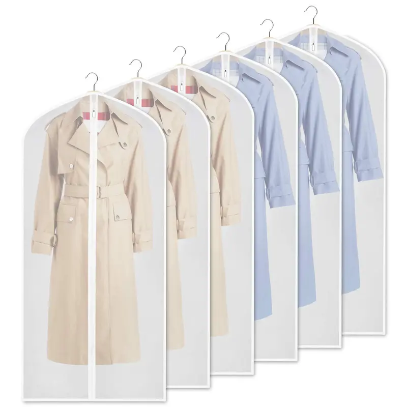 Zilink Clear Garment Storage Bags – Set Of 6 Full-Length Zippered Dust-Proof Dress Covers (54" For Coats & Formal Wear) 1