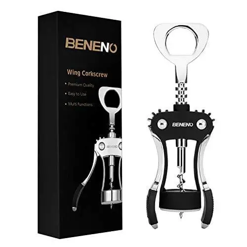 Zinc Alloy Wing Corkscrew – Multi-Function Wine Opener With Ergonomic Leverage & Black Finish 1